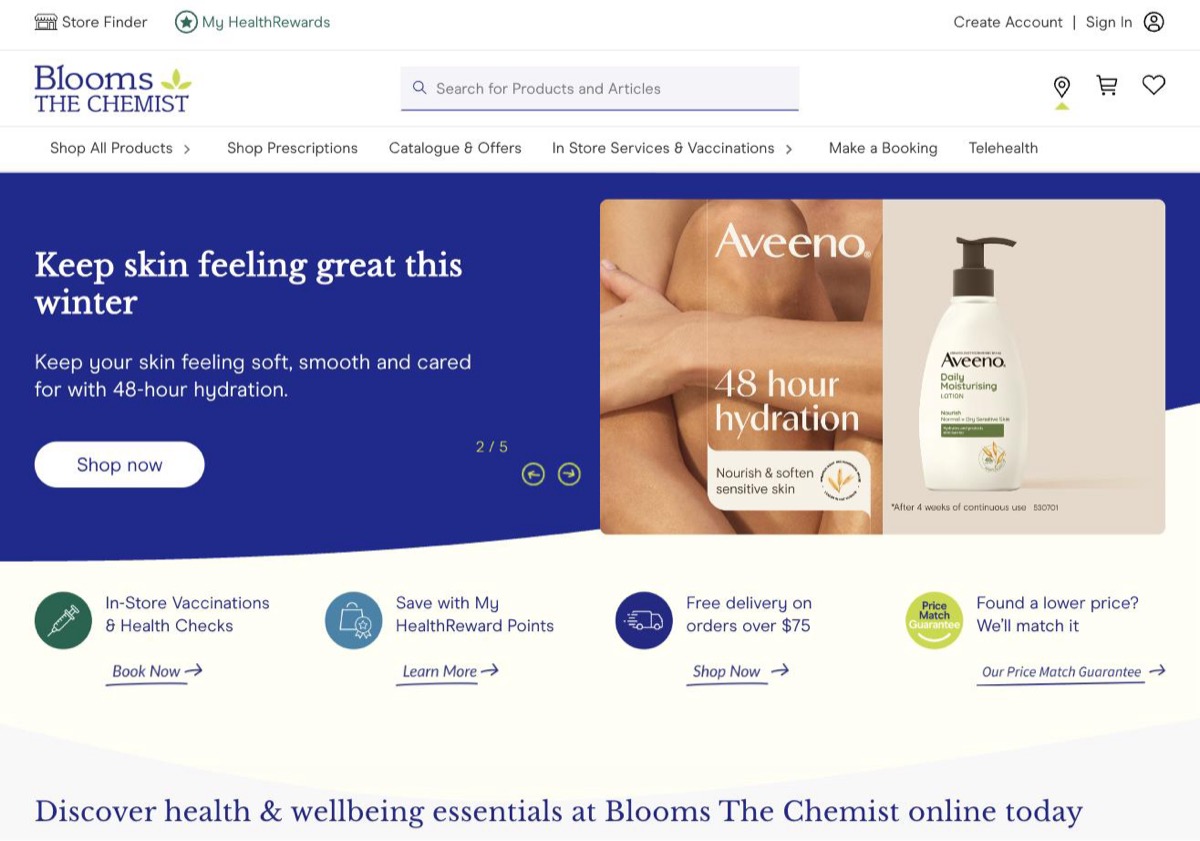 The Blooms The Chemist online store, live
